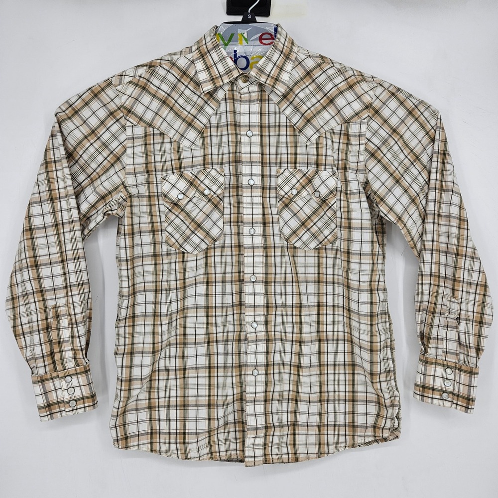 Resistol University Shirt Mens Medium Western Pearl Snap Plaid Long Sleeve